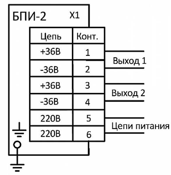 Схема подключения блока БПИ-2