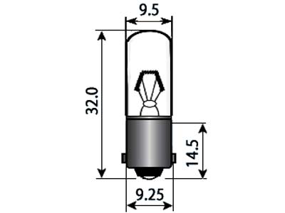 Лампа индикаторная ТЛЗ-1-1 B9s/14 - габаритная схема