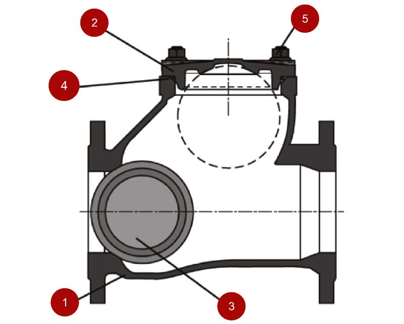 Конструктивная схема клапана обратного канализационного фланцевого ZETKAMA 400B